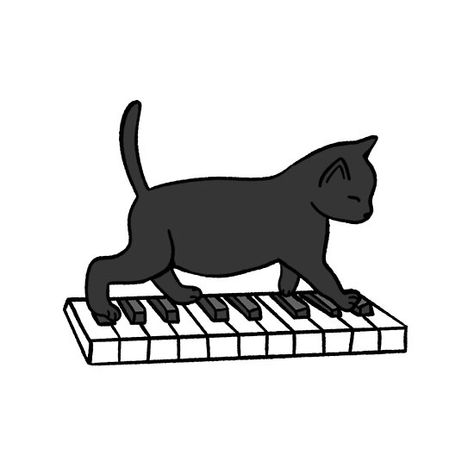 Piano Aesthetic Drawing, Cat Playing Piano, Piano Tattoo, Singing Drawing, Music Notes Drawing, Piano Aesthetic, Drawing Music, Music Designs, Music Drawings