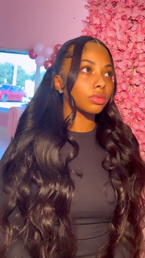 Frontal Wig Hairstyles, Birthday Hairstyles, Quick Weave Hairstyles, Braids Hairstyles Pictures, Frontal Hairstyles, Pretty Braided Hairstyles, Slick Hairstyles, Dope Hairstyles, Hair Ponytail Styles