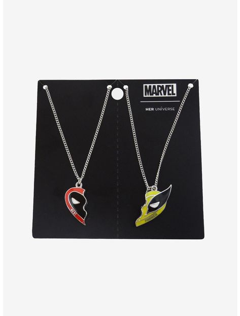 Her Universe Marvel Deadpool Wolverine Best Friend Necklace Set Deadpool And Wolverine Necklace, Marvel Merch Aesthetic, Noah Necklace, Marvel Wishlist, Deadpool Merch, Couples Matching Sweaters, Marvel Merch, Wolverine Claws, Marvel Jewelry