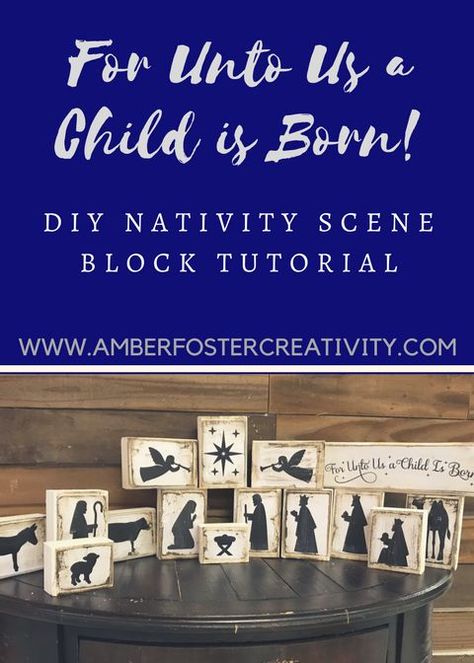 Diy Wooden Nativity, Farmhouse Nativity, Nativity Blocks, Wooden Nativity Scene, Christmas Crib, Wooden Nativity, Plaid Christmas Tree Skirt, Faux Christmas Trees, Diy Nativity