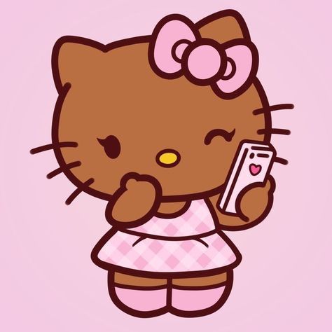 Hello Kitty Light Skin Stare, Light Skin Hello Kitty Pfp, Indian Hello Kitty, Mexican Hello Kitty Pfp, Tan Hello Kitty Pfp, Brown Hello Kitty Pfp, Hello Kitty On The Phone, Sanrio Pfp Aesthetic, Hello Kitty Profile Pic