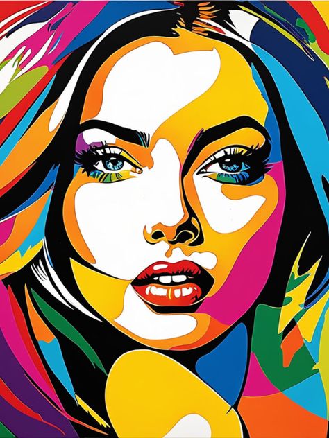 Pop Art Faces, Drawing Pop Art, Portrait Palette, Art Deco Portrait, Pop Art Face, Art Deco Aesthetic, Patrick Nagel, Modern Graphic Art, Pop Art Girl