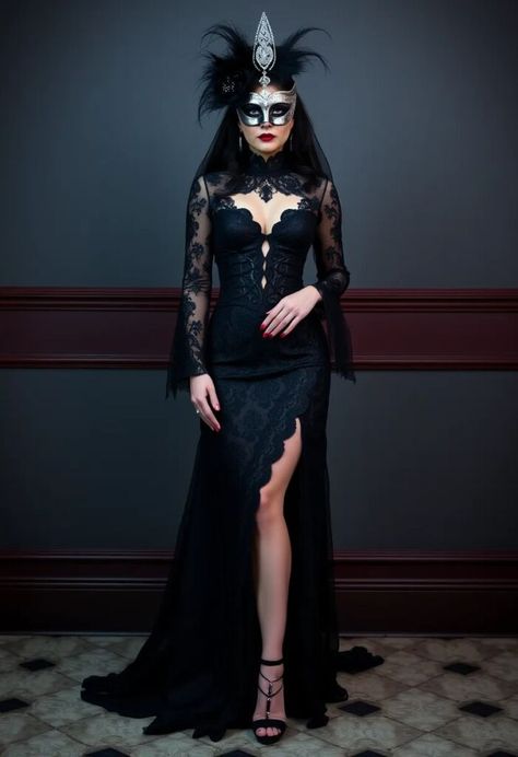 15 Best Masquerade Dress to Impress Outfit Ideas » Styling Outfits Masquerade Party Outfit Dresses, Mascarade Ball Outfit, Masquerade Dress To Impress, Mascarade Party Outfit, Masquerade Party Outfit, Mascarade Ball, Masquerade Dress, Black Lace Gown, Styling Outfits