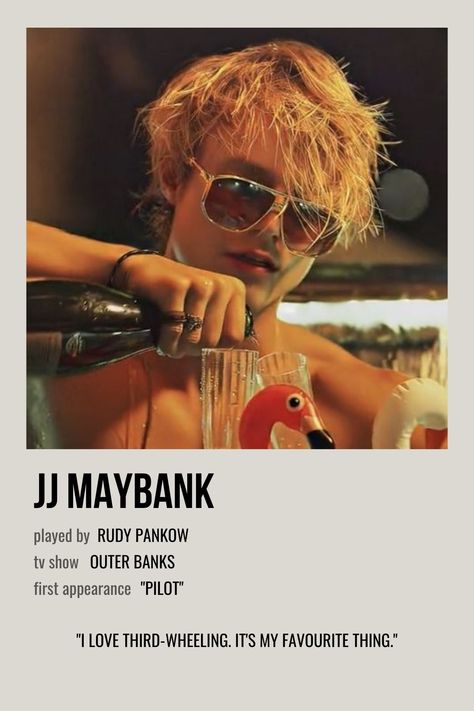 Jj Maybank Polaroid, Jj Outer Banks Poster, Rudy Pankow Poster, Outer Banks Jj Aesthetic, Jj Maybank Poster, Jj Maybank Collage, Outer Banks Posters, Outer Banks Room Aesthetic, Jj Poster