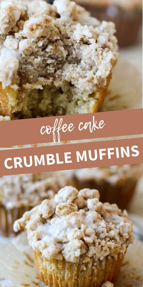 Coffee cake muffins with crumble topping are so easy and delicious, and are perfect for Christmas morning. They’re topped with a crumbly, buttery streusel top overflowing as you pull them out of the oven. Serve with coffee for a delicious holiday breakfast. Coffee Cake Crumble, Muffins With Crumble Topping, Cake Crumble, Crumble Muffins, Coffee Cake Muffins, Streusel Muffins, Cake Muffins, Homemade Muffins, Baking Muffins