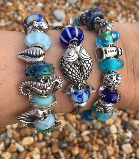 Trollbeads Bracelet Ideas, Trollbeads Necklace, Frog Beads, Trollbeads Bracelet, Troll Beads, Fashion Beads, Blue Bracelet, Summer Jewelry, Pandora Charm Bracelet