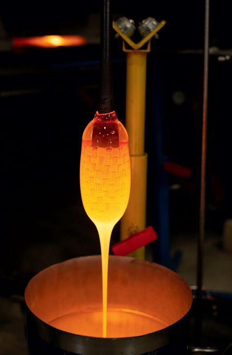 Fire and Light | Glassblower Josh Bernbaum - New England Today Burning Embers Aesthetic, Glassblowing Aesthetic, Fire And Light Glassware, Fire Art Installation, Fire Glass Necklace, Stained Glass Flames Fire, Duct Work, Material Textures, Fire Glass