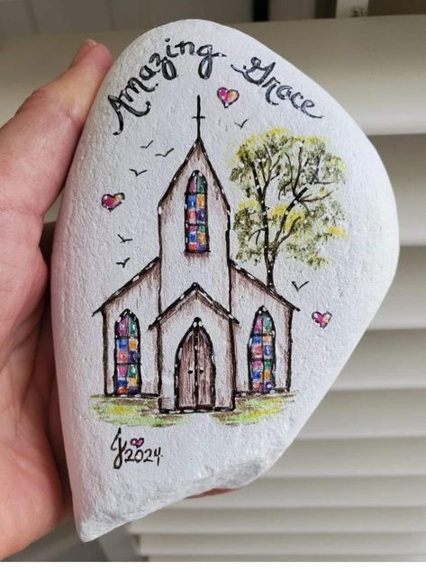 Have A Blessed Evening, Acrylic Painting Tutorials For Beginners, Blessed Evening, Painting Tutorials For Beginners, Painted Bricks Crafts, Prayer Rocks, Brick Crafts, Diy Rock Art, Stone Art Painting