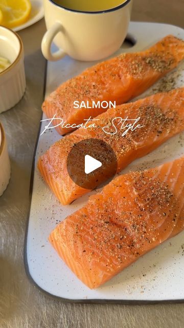 Sofia Misabishvili on Instagram: "This Salmon in-style Piccata recipe can be on the table in just 20 minutes! It starts with pan seared salmon that is served with a homemade lemony piccata sauce that is smooth and creamy. While some piccata recipes use heavy cream, i don’t think it’s necessary. It weighs down the sauce and dilutes that bright lemon sauce. Piccata generally refers to chicken or veal that is dredged in flour, then pan seared and served with a sauce made from lemon, capers, butter, and, often white wine or chicken broth. I love to make variations of Piccata as per protein in hand. This piccata recipe comes togteher faster than 20 minutes. It is one our favorite for weeknight dinner. •Salmon fillets 450 g •Garlic 2 cloves •Capers 2 tbsp •White Wine (optional) •Chicken Stock Piccata Sauce, Dinner Salmon, Piccata Recipe, Pan Seared Salmon, Seared Salmon, Lemon Sauce, Pan Seared, Salmon Fillets, January 26