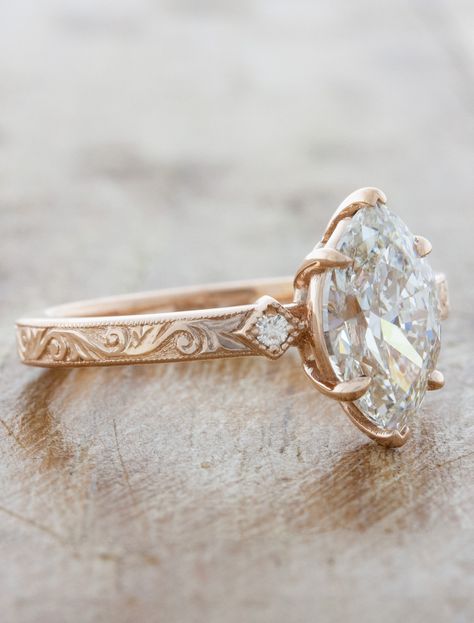 Pretty Engagement Rings, Marquise Diamond Engagement Ring, Engraved Engagement Ring, Cute Engagement Rings, Vintage Engagement Rings Unique, Future Engagement Rings, Engagement Rings Marquise, Dream Engagement Rings, Rose Gold Band