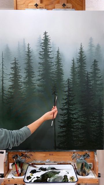 My 2023, Landscape Painting Tutorial, Popular Paintings, Foggy Forest, Misty Forest, Art Calendar, Landscape Art Painting, Forest Painting, My Signature