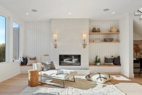 5 San Francisco open houses you can tour virtually - Curbed SF Tile Fireplace, Cle Tile, Fireplace Built Ins, Tile Inspiration, Home Fireplace, White Brick, Fireplace Tile, Fireplace Wall, Fireplace Design