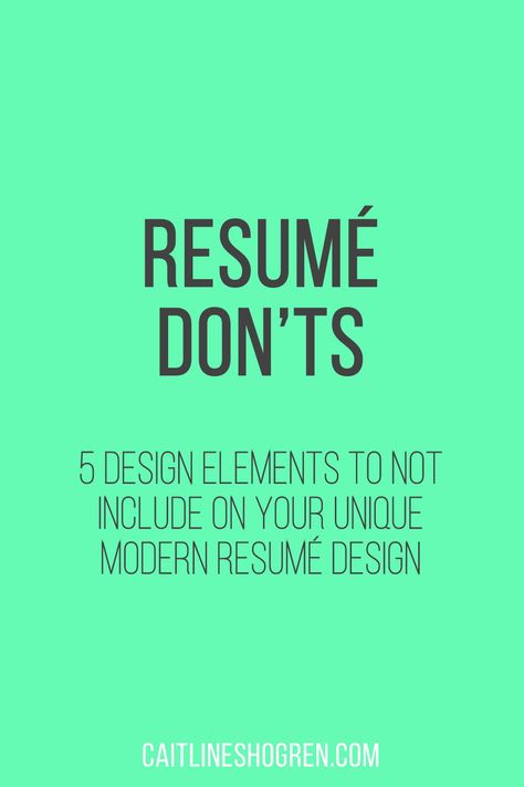 Do you know what design elements to include to make a unique, modern resume design? Here are 5 common elements I've seen on modern resume designs that you should NOT have on your resume. These 5 design elements present unprofessional and cluttered resumes. They can also be avoided on your resume design and placed elsewhere, like on your cover letter or job application. Create a unique, modern resume design by avoiding these 5 design elements. Ux Design Resume, Unique Resume Design Creative Cv Graphic Designers, Cv Design Creative Unique, Graphic Design Resume Creative, Designer Resume Creative, Unique Resume Design, Creative Resume Design, Graphic Designer Resume, Unique Resume Template