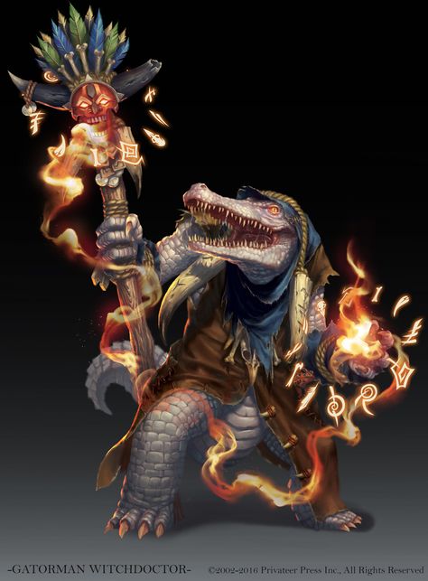 Gatorman Witch doctor, lie setiawan on ArtStation at https://www.artstation.com/artwork/KyLyy Creature Illustration, Dnd Dragonborn, Dnd Races, Witch Doctor, Fantasy Beasts, 다크 판타지, Fantasy Races, Dnd Art, Wow Art