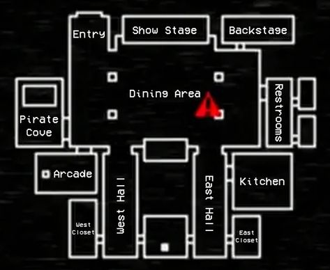 Fnaf Building Layout, Fnaf Bloxburg Layout, Fnaf Camera Map, Fnaf 1 Layout, Minecraft Fnaf Pizzaria Build, Fnaf Minecraft Builds, Fnaf Layout, Fnaf Bloxburg, Animatronic Reference