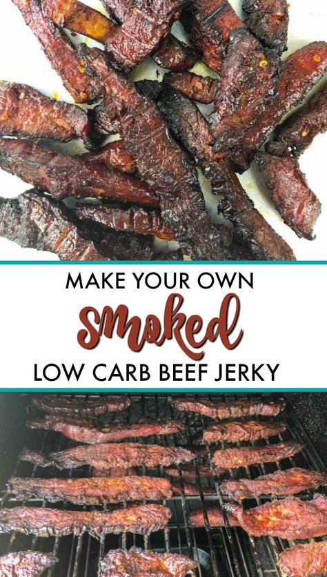 Jerkey Recipes, Smoked Jerky, Jerky Marinade, Smoked Beef Jerky, Low Carb Treat, Snack Easy, Beef Jerky Recipes, Medicine Tips, Low Carb Low Fat Recipes