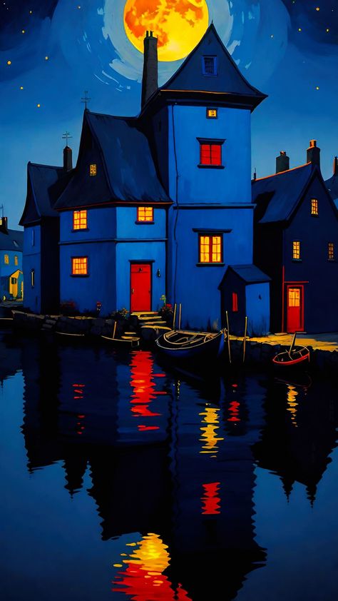 The concept of the "blue hour" refers to the period of twilight just before sunrise or after sunset when the sky takes on a deep blue hue. During this... - Blue Hour Painting, Tunnel Painting, Max Klinger, Dark Art Paintings, The Blue Hour, Night Illustration, Moody Art, Great Works Of Art, Colors Art