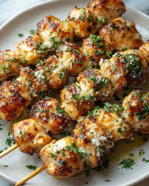 Savor Station | Air Fryer Garlic Parmesan Chicken Skewers | Facebook Keto Parmesan Chicken, Air Fryer Garlic Parmesan Chicken, Garlic Parmesan Chicken Skewers, Parmesan Chicken Skewers, Air Fryer Garlic, Garlic Parmesan Chicken, Parmesan Chicken, Boneless Skinless Chicken Thighs, Chicken Skewers