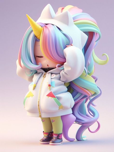 Art Toys Design, Unicorn Outfit, Images Kawaii, Unicorn Girl, Ford Cars, Montage Photo, Chibi Characters, Anime Figurines, Image Fun