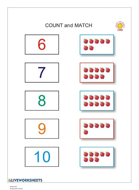 Numbers Worksheets, Maths Resources, Worksheets For Kindergarten, Counting Numbers, Math Counting, Learn To Count, Worksheet Template, School Subjects, Student Activities