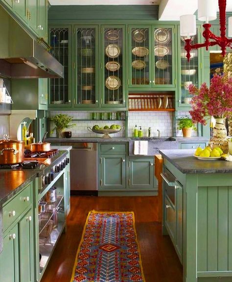 Cate Dunning, Kitchen Design 2021, Olive Green Kitchen, Kitchen Cabinet Inspiration, Cabinet Inspiration, Sage Green Kitchen, Green Kitchen Cabinets, Grey Countertops, Green Cabinets