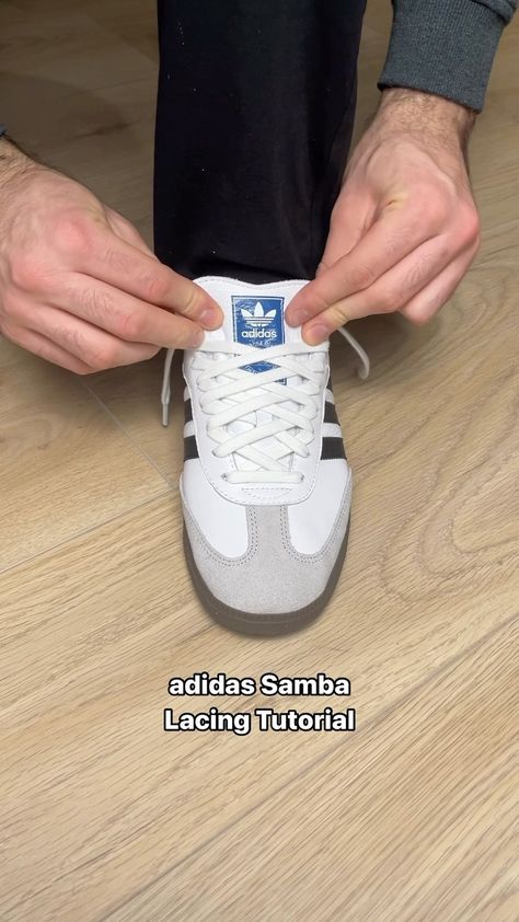 Samba Laces Ideas, Sambas With Different Laces, Tie Sneakers Shoe Lacing, How To Lace Adidas Shoes, Tying Shoe Laces, Lace Adidas Shoes, How To Tie Laces, Tie Scarves, Ways To Tie Scarves