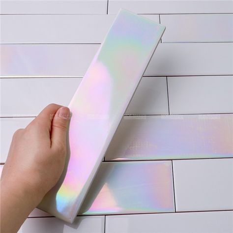 Iridescent Kitchen Backsplash, Holographic Interior Design, Holographic Bedroom, Holographic Kitchen, Holographic Tiles, Irredescent Aesthetic, Iridescent Backsplash, Iridescent Kitchen, Iridescent Tiles