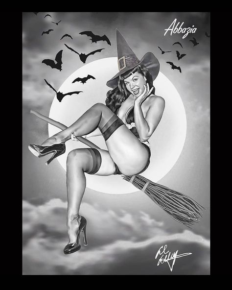 Halloween Pinup Art, Halloween Pinup, Funny Flirting Quotes, Betty Page, 1950s Pinup, Pin Up Drawings, Female Artwork, Pin Up Posters, Pinup Art