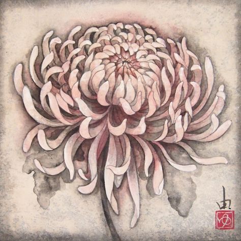 Flower, kiku / japanese paintingです。 Kiku Flower, Flower Japanese, Flowers Japanese, Animation Concept Art, Wood Block Print, Tattoo Thoughts, Japanese Washi Paper, Japanese Flower, Japanese Tattoo Designs