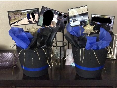 Wedding Memorial Ideas, Police Officer Party, Police Academy Graduation Party, Police Theme Party, Police Retirement Gifts, Police Retirement Party, Police Academy Graduation, Police Party, Promotion Party