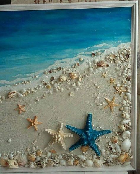 Sea Shells Art, Painting With Seashells, Beach Art Diy, Sea Shell Art, Shells Art, Art Plage, Art Coquillage, Shell Crafts Diy, Sea Crafts