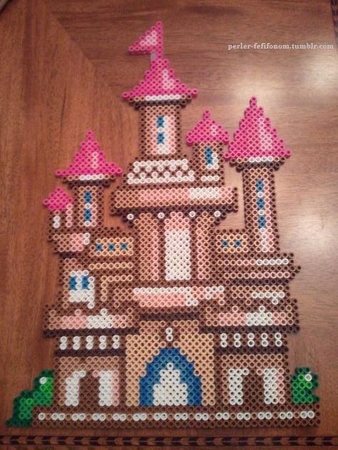 Castle Perler Bead Creations, Melted Beads, Perler Bead Mario, Perler Creations, Pixel Beads, Bead Creations, Plastic Canvas Ornaments, Hama Beads Design, Perler Crafts