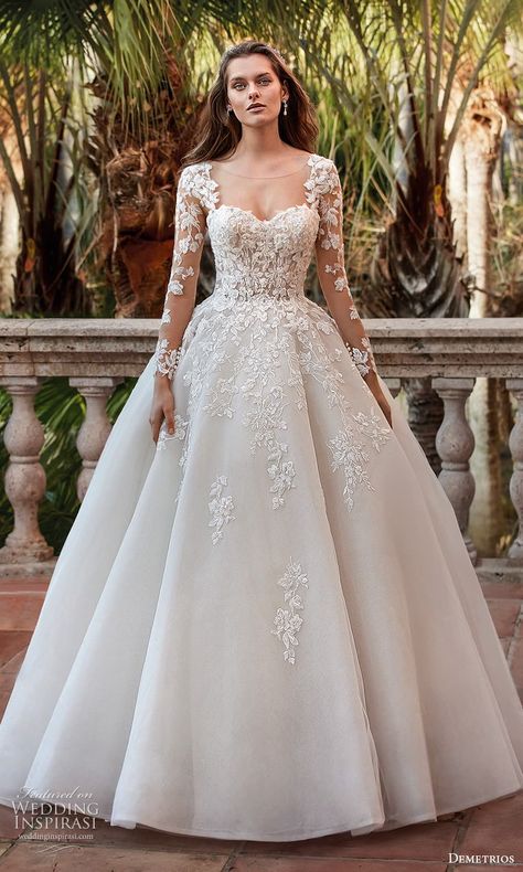 demetrios 2023 bridal long sleeve sleeveless strapless sweetheart neckline romantic lace a line ball gown wedding dress chapel train 1202 3 -- Demetrios 2023 Wedding Dresses | Wedding Inspirasi #wedding #weddings #bridal #weddingdress #weddingdresses #bride #fashion #label:Demetrios #week:332022 #year:2023 ~ 2023 Wedding Dresses, Christian Wedding Gowns, Latest Wedding Gowns, A Line Ball Gown, Elegant Bridal Gown, Pretty Wedding Dresses, Long Sleeve Wedding Dress Lace, Cute Wedding Dress, Dream Wedding Ideas Dresses