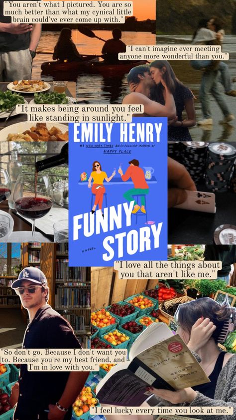 Funny Story by Emily Henry book aesthetic Emily Henry Funny Story Aesthetic, Book Lovers Fanart Emily Henry, Funny Story By Emily Henry, Emily Henry Books Aesthetic, Funny Story Emily Henry Fan Art, Book Lovers Emily Henry Fan Art, Funny Story Book Aesthetic, Literary Fiction Aesthetic, Emily Henry Funny Story