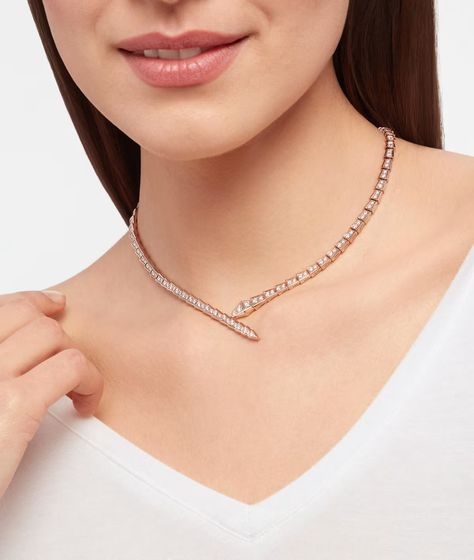 Serpenti Viper Necklace Rose Gold Cl859328 | Necklaces | Bulgari Official Store Bulgari Gold Necklace, Bulgari Jewelry Necklaces, Serpenti Viper Necklace, Bulgari Necklace, Galaxy Stuff, Bulgari Jewelry, Jewelry Photography Styling, Necklace Rose Gold, Silver Jewelry Design