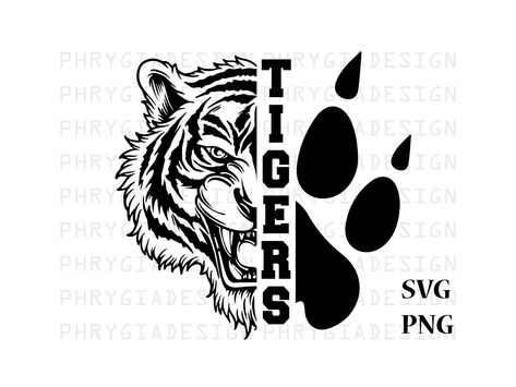 Tiger Vinyl Design, Go Tigers Shirt, Tigers Cheer Shirts, Tiger Shirt Designs, Yearbook Shirts, Tiger Black And White, Cheer Team Shirts, Tiger Shirts, Tiger Paw Print