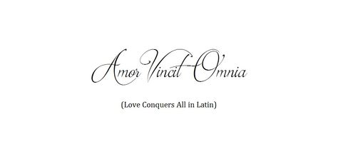 Amor Vincit Omnia (Love Conquers All in Latin) Love Conquers All Tattoo Latin, Tatoos In Latin, Love Conquers All Tattoo, Latin Love Quotes, French Tattoo Quotes, Tattoo Sentences, Shoulder Tattoo Quotes, Amor Tattoo, Latin Tattoo