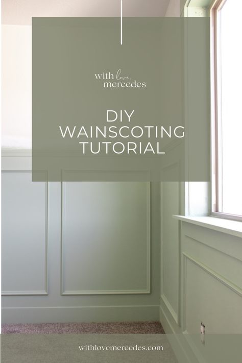 Green wainscoting in a nursery Wall Triming Ideas, How To Do Wall Moulding, Wainscoting Different Size Walls, Wainscoting On One Wall, Wainscoting Uneven Walls, Wall Wainscoting Ideas Bedroom, Dining Room Shadow Box Trim, Middle Wall Trim, Dining Room Millwork Wainscoting