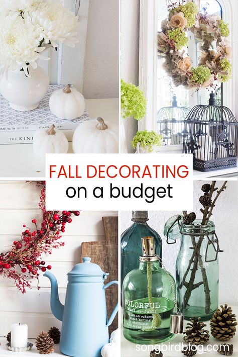 Fall decorating made easy. This epic post is chuck full of fall decorating ideas that are gorgeous, simple and definitely frugal. There is a budget friendly idea for every style of fall decor. Cheap Fall Decor, Fall Decorating Ideas, Cheap Fall, Home On A Budget, Fall Decor Ideas, Fall Outdoor Decor, Fall Crafts Diy, Simple Budget, Fall Outdoor