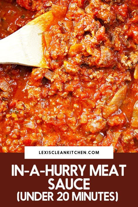 A meat sauce made from a jar. Hearty Meat Sauce, Meat Sauce Recipe With Jarred Sauce, Quick Meat Sauce Ground Beef, Bolognese With Jar Sauce, Pasta Meat Sauce Recipes, Meat Sauce With Jar Sauce, Meat Pasta Sauce, Easy Meat Sauce, Pasta Meat Sauce