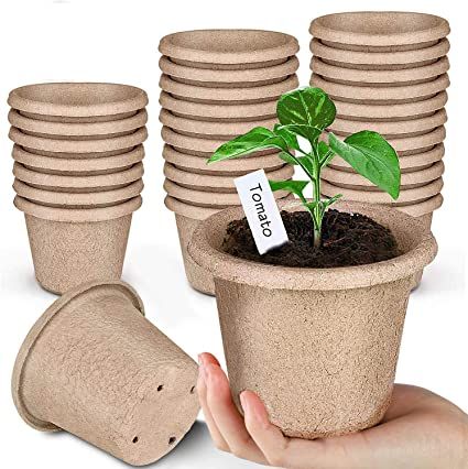 Eco-Friendly Peat Pots for Seedlings - 4.33 Inch Biodegradable Seed Starter Pots with Drainage Holes and 20 Plant Labels - Affiliate Link Peat Pots, Seedling Pots, Seed Pots, Seed Starter, Plant Labels, Root Growth, Plant Markers, Sustainable Garden, Herb Seeds