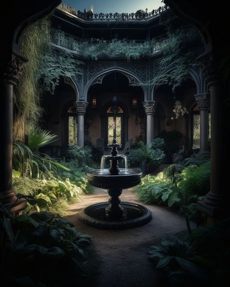 Tropical Retreat, Gothic Garden, Art 2024, Apartment Office, Gothic Home Decor, Gothic House, House Inspo, Space Design, Nyx