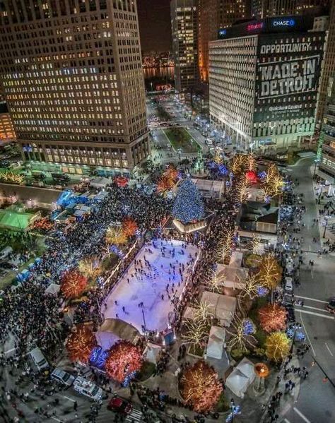 Downtown Detroit winter festival Campus Martius, Detroit Rock City, Detroit History, Michigan Girl, Detroit City, Detroit Area, Michigan Usa, State Of Michigan, Motor City