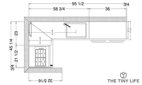 Tiny L Kitchen Layout, Tiny Kitchen Layout Floor Plans, Tiny Kitchen Measurements, 6×7 Kitchen Design, Tiny Kitchen Floor Plans, Smallest Kitchen Ideas Tiny House, Tiny House Kitchen Ideas Layout, My Tiny Laguna Kitchen, Tiny Home Kitchen Layout