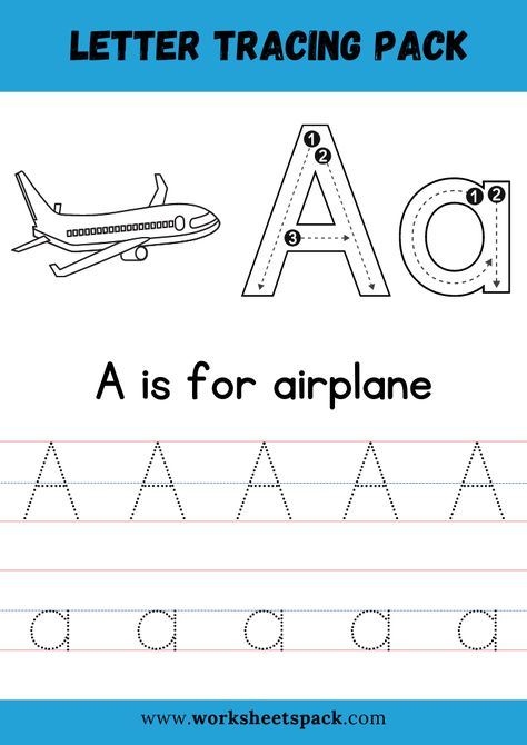 A is for Airplane Coloring, Free Letter A Tracing Worksheet PDF - Printable and Online Worksheets Pack Letter A Practice Worksheets, A Is For Airplane, Free Printable Letter A Worksheet, Trace Letter A Free Printable Worksheets, Letter A Worksheet For Nursery, Rhyming Words List, Letter A Trace Worksheet, Rhyming Words Worksheets, The Very Hungry Caterpillar Activities