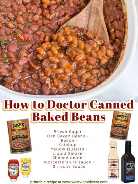 Baked Beans Recipe Using Bushes Baked Beans, Bush Bake Beans Recipe, Bush's Baked Beans Recipe, What To Add To Baked Beans, Better Baked Beans, Doctor Up Baked Beans, Baked Beans With Bush's Baked Beans, Baked Beans Bush's, Jazzed Up Canned Baked Beans