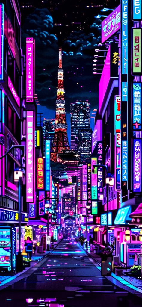 Aesthetic Wallpaper Vaporwave, Tokyo Neon Wallpaper, Neon Tokyo Aesthetic Wallpaper, Shibuya Night Aesthetic, Japan Neon Aesthetic, Vaporwave Art Wallpapers, Japanese Street Wallpaper, City Pop Wallpaper, Japanese Cyberpunk Aesthetic