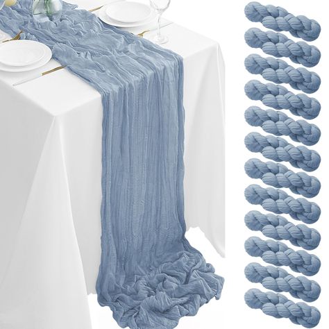 PRICES MAY VARY. Package Included:You will get 12 pack of dusty blue cheesecloth table runners, perfect for wedding banquets and various parties, enough to meet your daily use and replacement needs. Each cheesecloth tablerunner measures approximately 35 x 120 inches/90 x 300 cm, long enough to be used individually on rectangular and round tables, or pieced together for long tables. No matter how it is used, this gauze table runner can be placed perfectly and elegantly on the table or hung on the Blue Floral Birthday Party, Dusty Blue Wedding Ideas, Dusty Blue Wedding Theme Table Settings, Something Blue Before I Do Shower Theme, Dusty Blue Table Runner, Blue Cheesecloth Table Runner, Sheer Table Runner, January Baby Shower, Orange Wedding Decorations