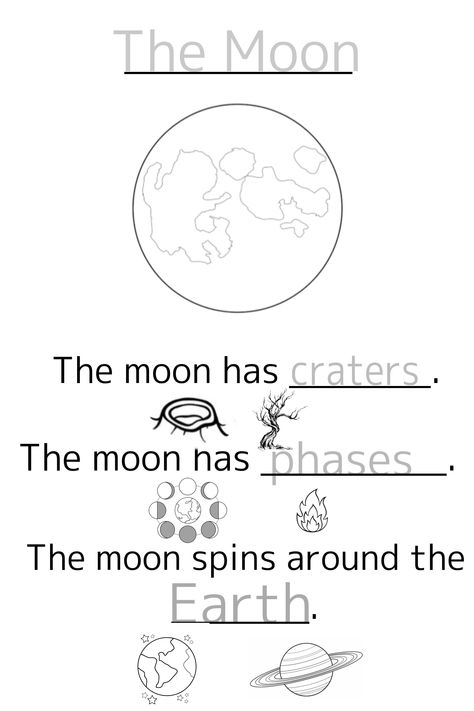 Outer Space Worksheets For Preschool, Moon Worksheets For Kids, Universe Activities For Preschool, Planets Worksheets For Kids, Preschool Planets, Universe Activities, Moon Worksheet, Kindergarten Science Lessons, Planets Activities