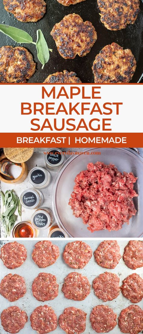 Recipes With Maple Sausage, Maple Breakfast Sausage, Venison Sausage Recipes, Homemade Breakfast Sausage Recipe, Maple Breakfast, Breakfast Sausage Seasoning, Sausage Spices, Sausage Making Recipes, Home Made Sausage